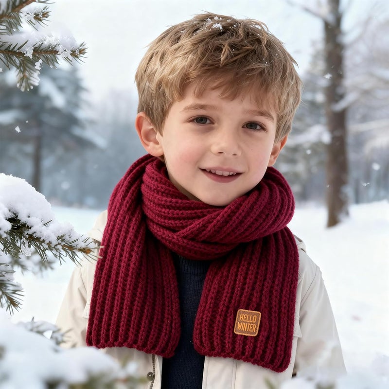 Hello Winter Kids Scarf Winter Neck Warmer Toddler Neck Scarf Girls Thick Scarves Boys Warm Neck Warp 2-12 Years - Image 5
